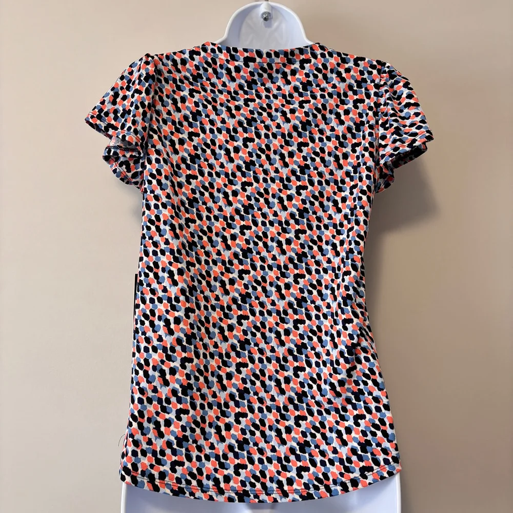 Jones New York Women's Extra Small Petite Printed Flutter-Sleeve Top NWT - Picture 5 of 6